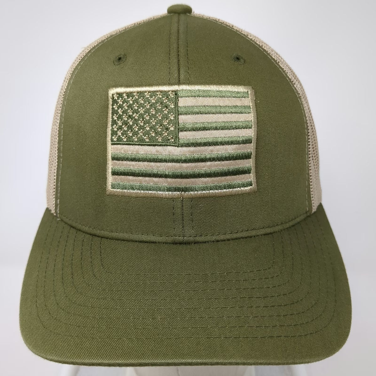 Sportex Trucker Hat Green OSFM American Flag KBM Mesh Snapback Patch USA Made