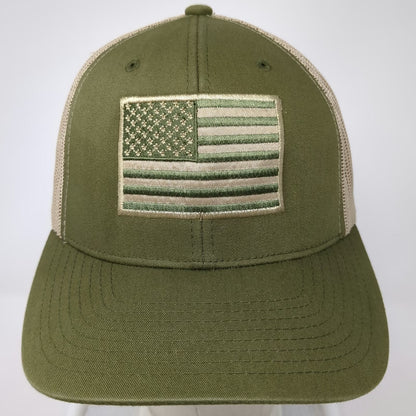 Sportex Trucker Hat Green OSFM American Flag KBM Mesh Snapback Patch USA Made