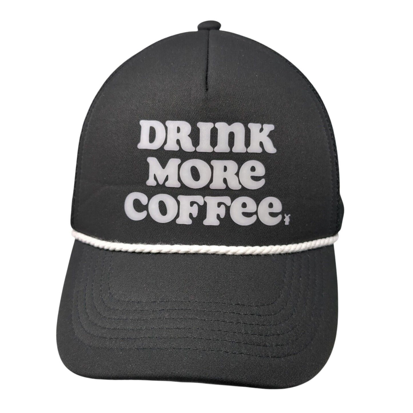Drink More Coffee Snapback Rope Trucker Hat Black One Size Adjustable