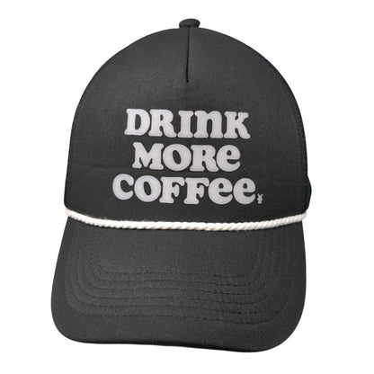 Drink More Coffee Snapback Rope Trucker Hat Black One Size Adjustable