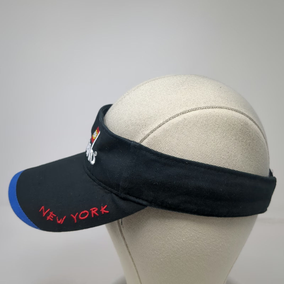 Legoland New York Visor Black One Size Adjustable Hat Strapback Blue Brim Logo