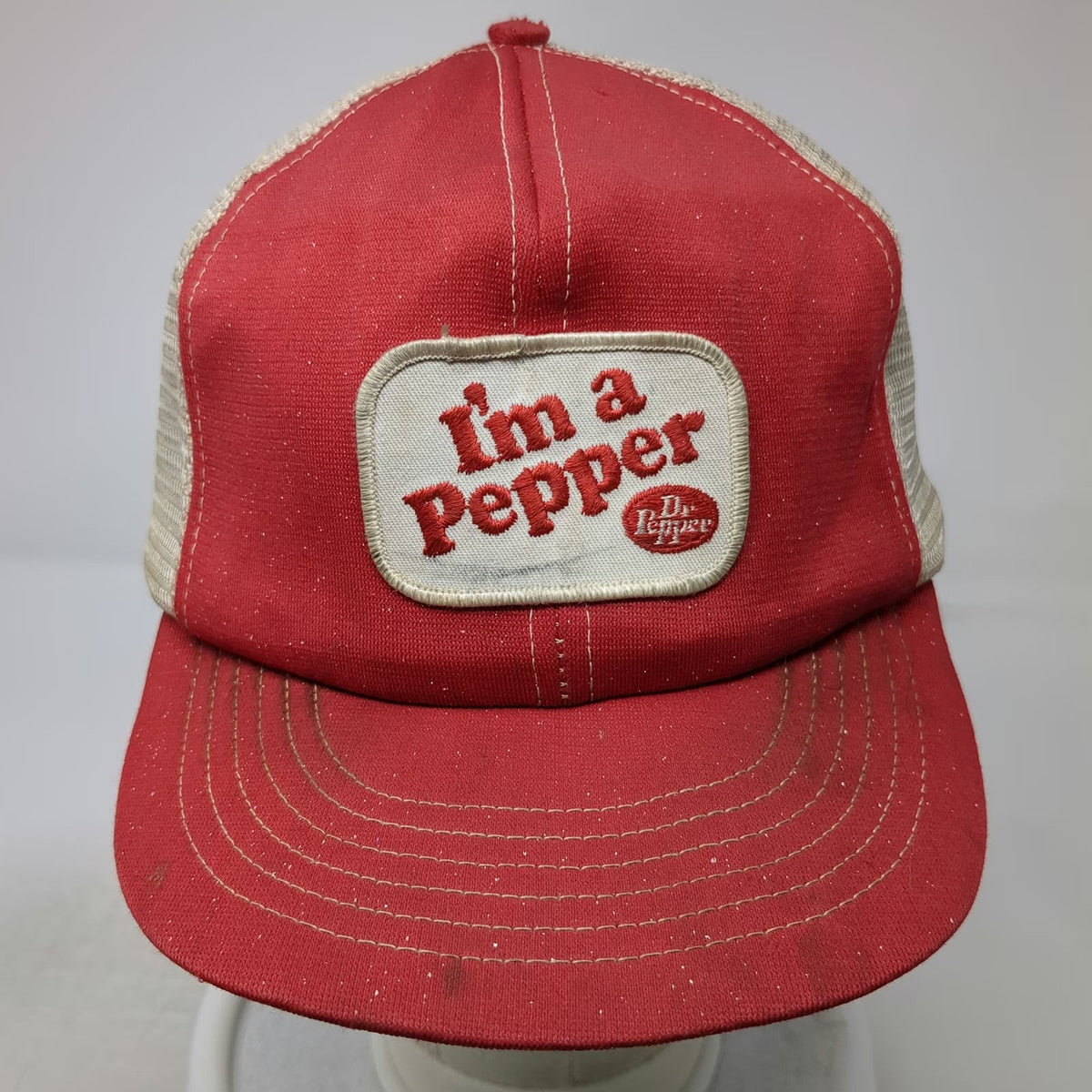 Trucker Hat Red Dr Pepper I'm a Pepper Snapback Mesh Back Advertising Vintage