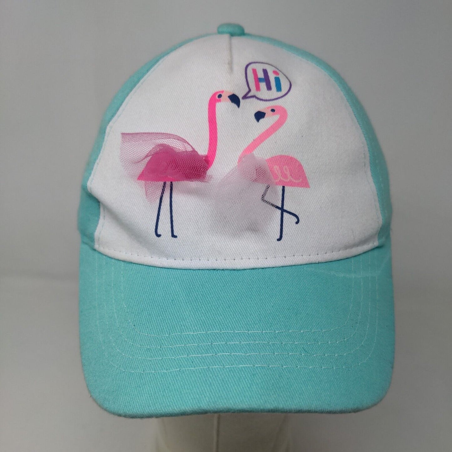 Gertex Girl's Strapback Hat Green Blue Size 4-6X Graphic Flamingo Logo