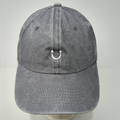 Smiley Face Slideback Hat Gray One Size Adjustable Solid 6 Panel