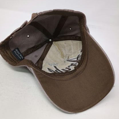 Brown 5 Panel Aruba One Happy Island Hat One Size Quilted Distressed Strapback