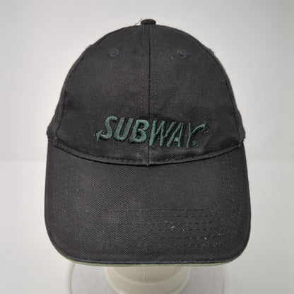 Subway Strapback Hat Black OSFA Adjustable Embroidered Vented Holes Cotton