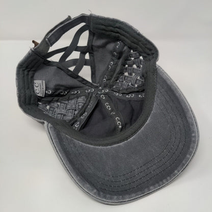 C.C. Exclusive Crisscross Strapback Hat Gray OS Adjustable Breathable Blank