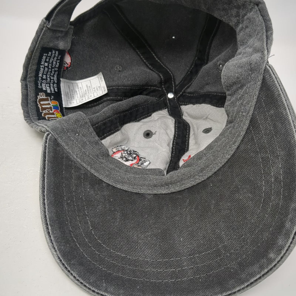 M&M's World Baseball Cap Gray One Size All Over Red Character Embroidered Hat