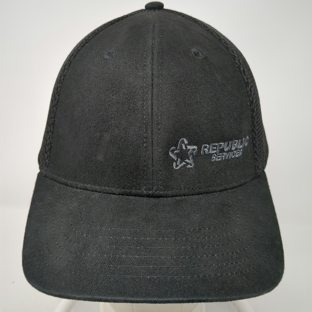 Quake City Caps Republic Services Star Logo Trucker Hat Black One Size Snapback