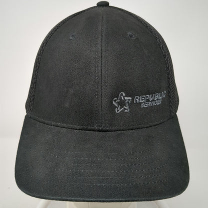 Quake City Caps Republic Services Star Logo Trucker Hat Black One Size Snapback