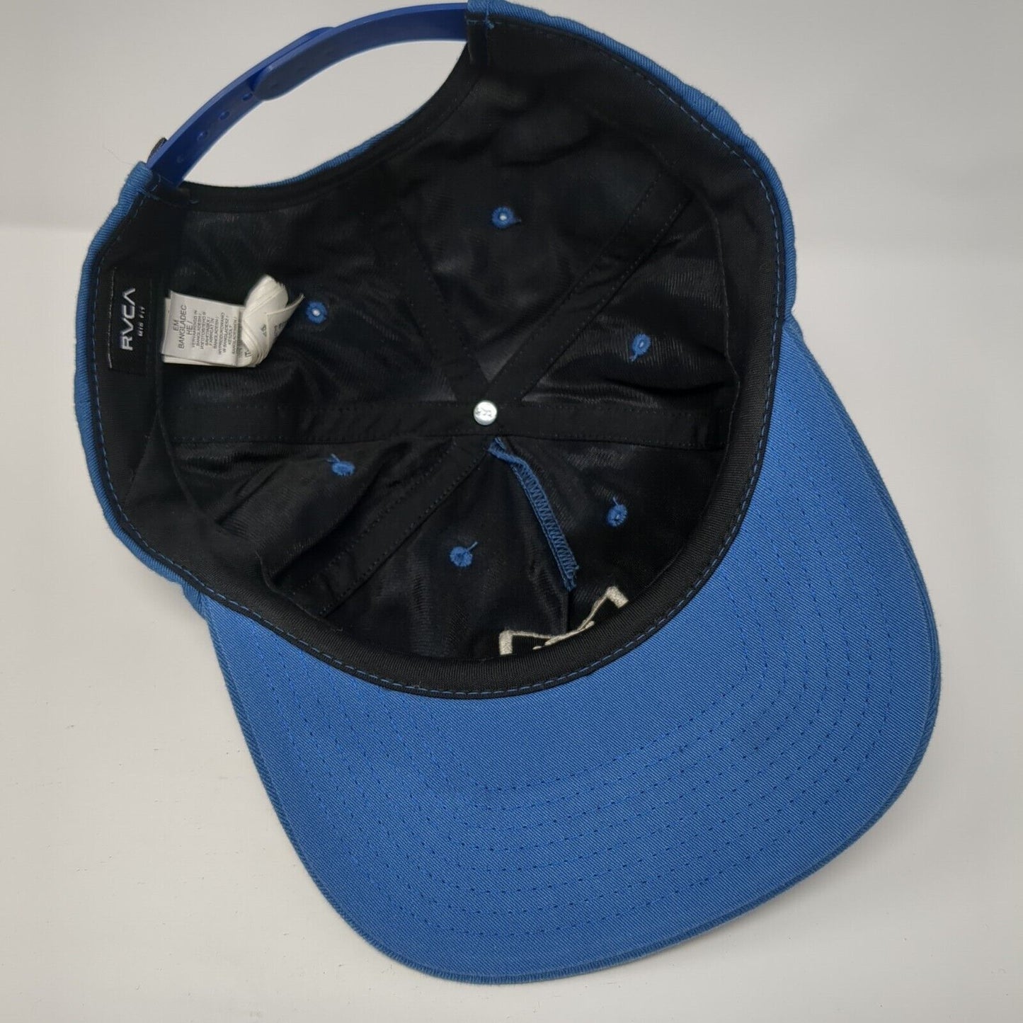 VA RVCA Snapback Hat Blue One Size Adjustable Mid Fit Embroidered Cotton