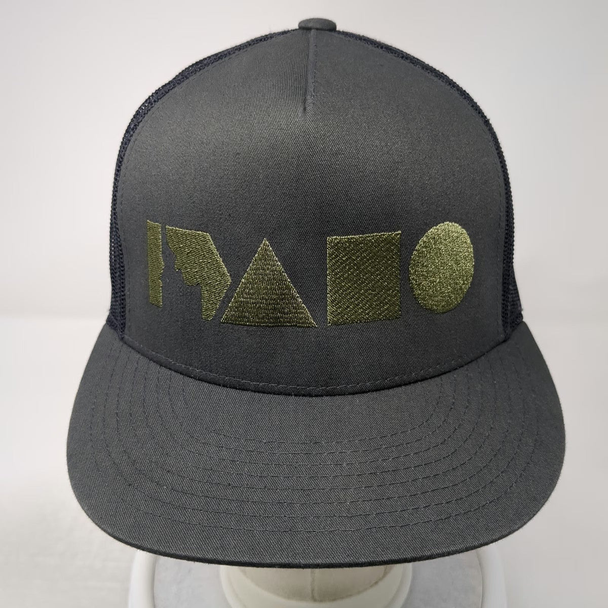 Yupoong Trucker Hat Gray One Size Idaho State Silhouette Geometric Mesh Back
