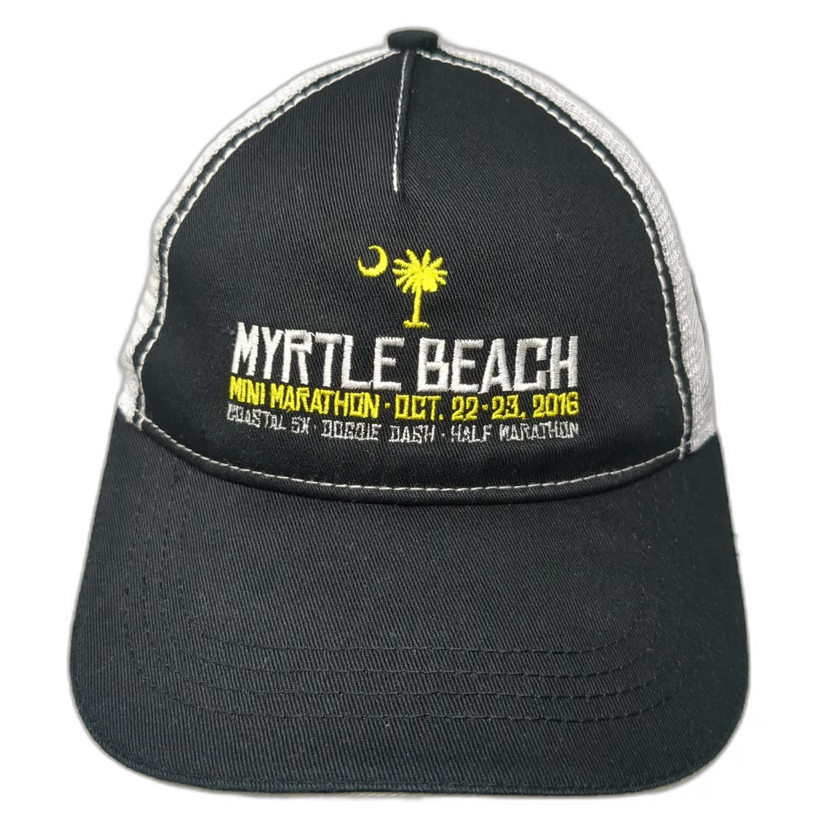 5 Panel Black Hat One Size Myrtle Beach Mini Marathon 2016 Mesh Back