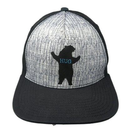 prAna Trucker Hat Black One Size Bear Hug Mesh Snapback Grey Pattern Outdoors