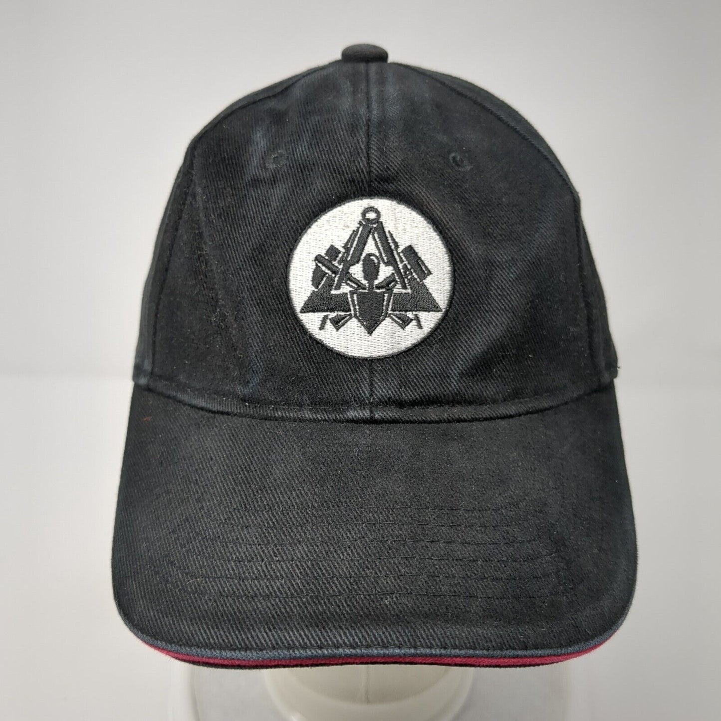 FHB Slideback Hat Black One Size Adjustable Embroidered Vented Holes 6 Panel