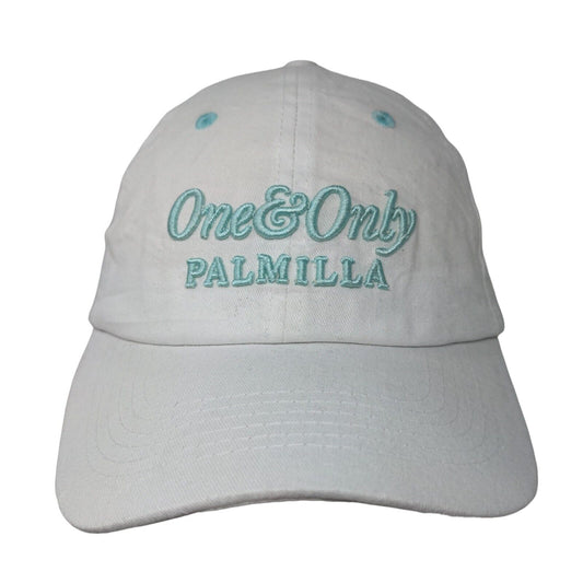 One & Only Palmilla Strapback Hat White OSFM Adjustable Embroidered Cotton