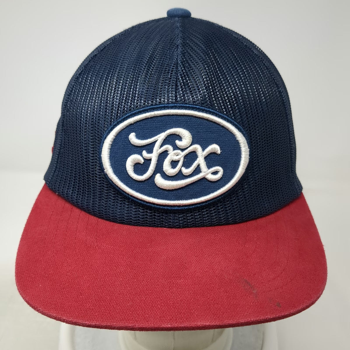 Fox Trucker Hat Blue Red One Size Mesh Back Flat Brim Snapback Motocross Racing