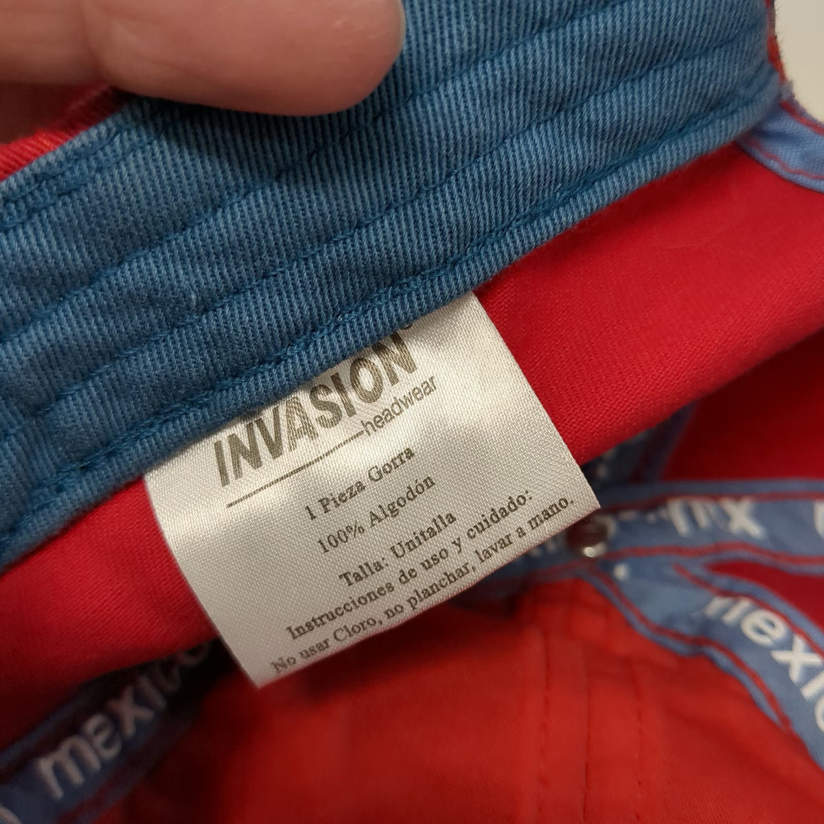 Invasion Baseball Cap Red White One Size Pto Vallarta Mexico Patch Slideback hat