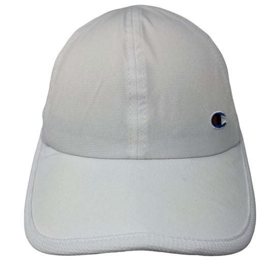 Champion Strapback Hat White One Size Adjustable Embroidered Breathable 6 Panel