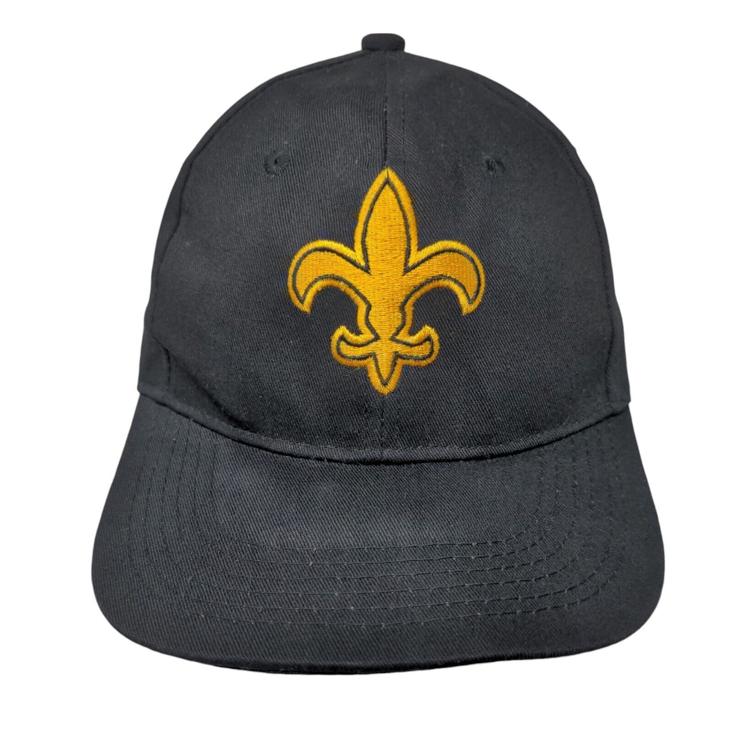 Fleur De Lis Strapback Hat Black One Size Embroidered 6 Panel