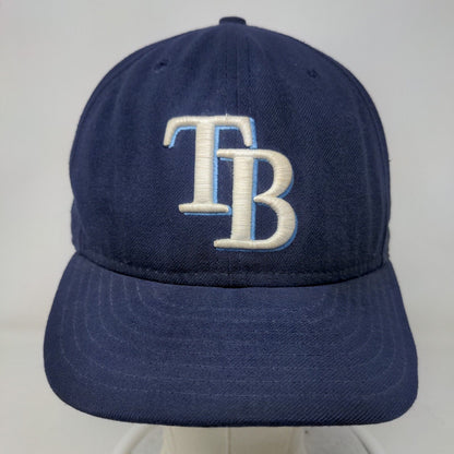 New Era Men's Fitted 59Fifty Hat Blue 7 3/8 Tampa Bay Rays Embroidered Logo