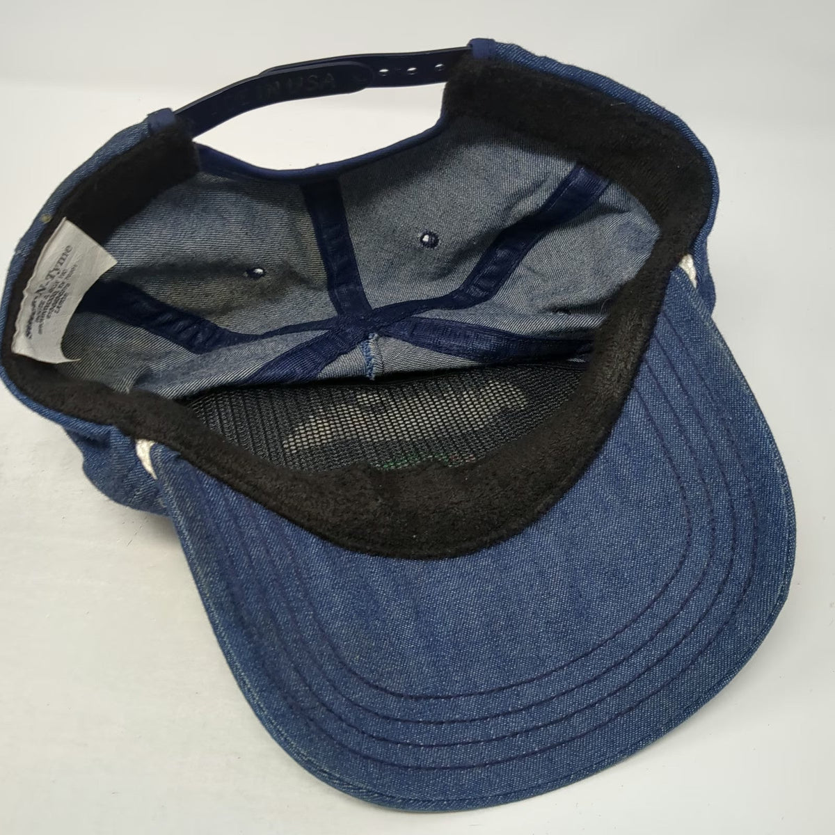 Stitch-N-Tyme 5 Panel Blue L Hat Denim Rope Choke Canyon Bass Fishing Texas
