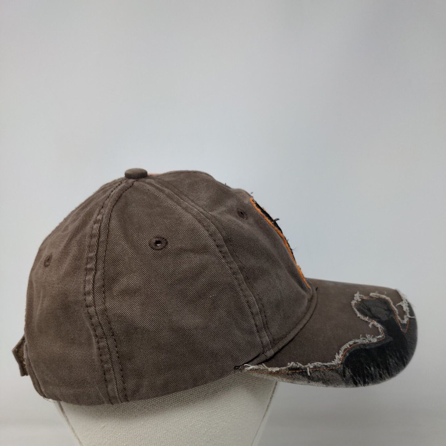Bucked Up Strapback Hat Brown One Size Adjustable Embroidered Camouflage Cotton