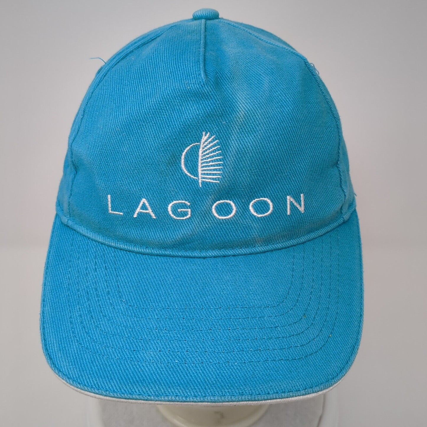 Lagoon Strapback Hat Blue One Size Adjustable Embroidered Vented Holes 6 Panel