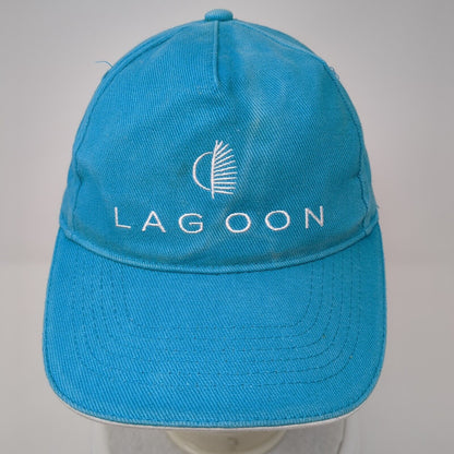 Lagoon Strapback Hat Blue One Size Adjustable Embroidered Vented Holes 6 Panel