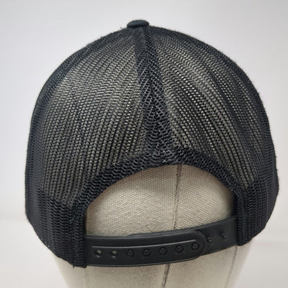 Hooked and Tagged Black One Size Trucker Hat Mesh Back Snapback Hunting Fishing