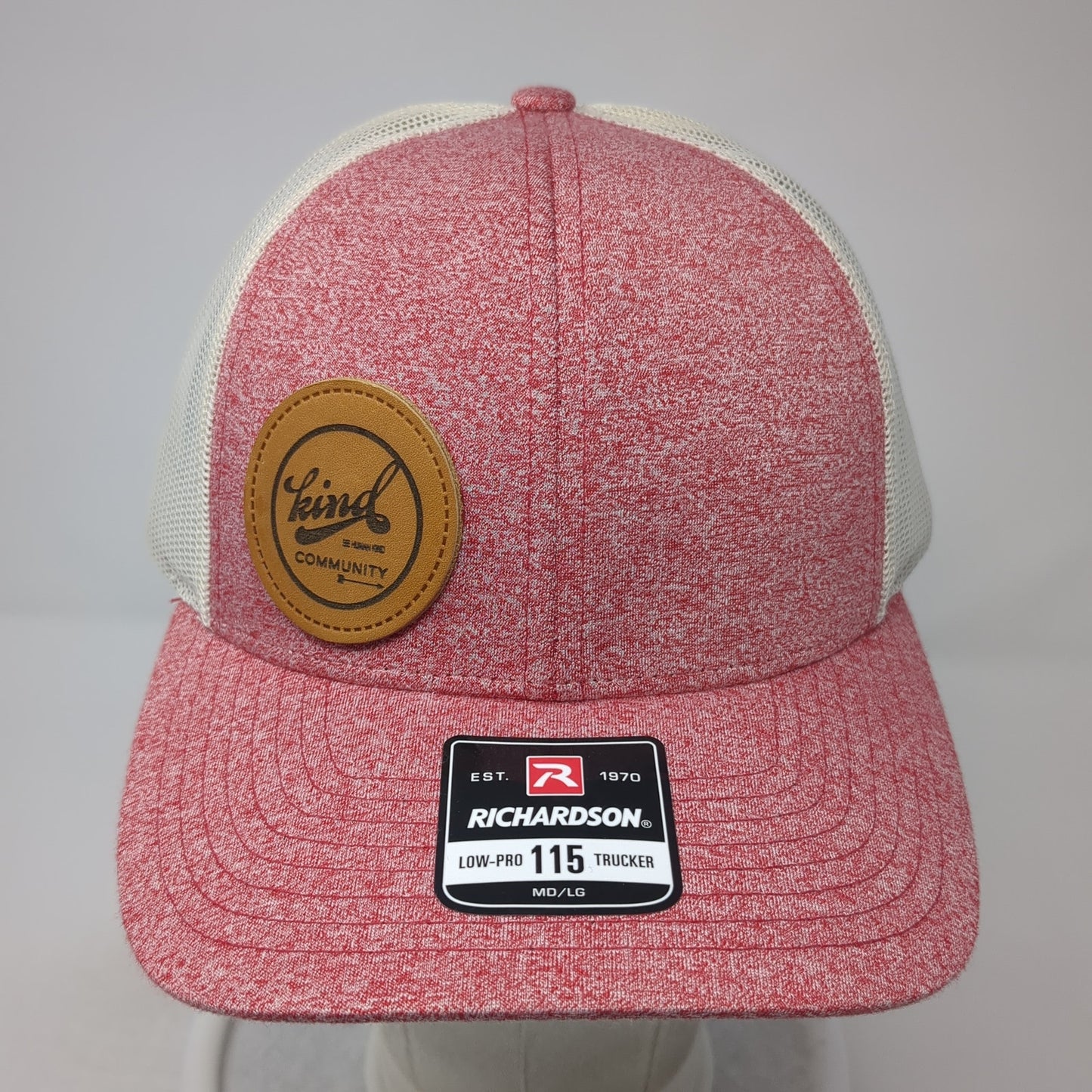 Kind Community Leather Patch Snapback Trucker Hat Red Large Mesh Back