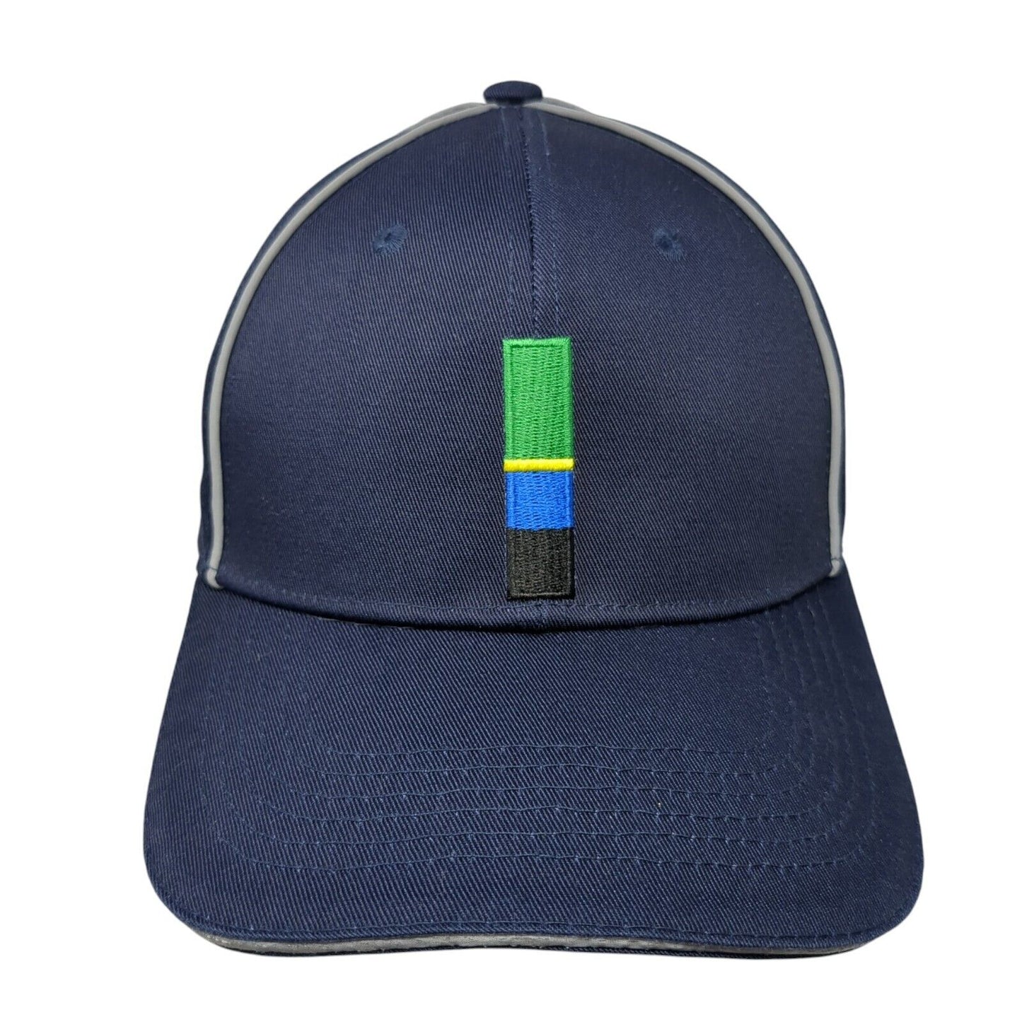 Image Solutions Strapback Hat Blue One Size Embroidered Logo Piping