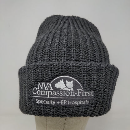 NVA Compassion First Hospital Men's Knit Beanie Hat Cap Gray Embroidered Logo