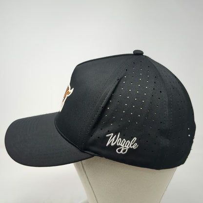 Waggle Trucker Hat Black One Size Snapback Perforated Tiger Stripe Goat Golf