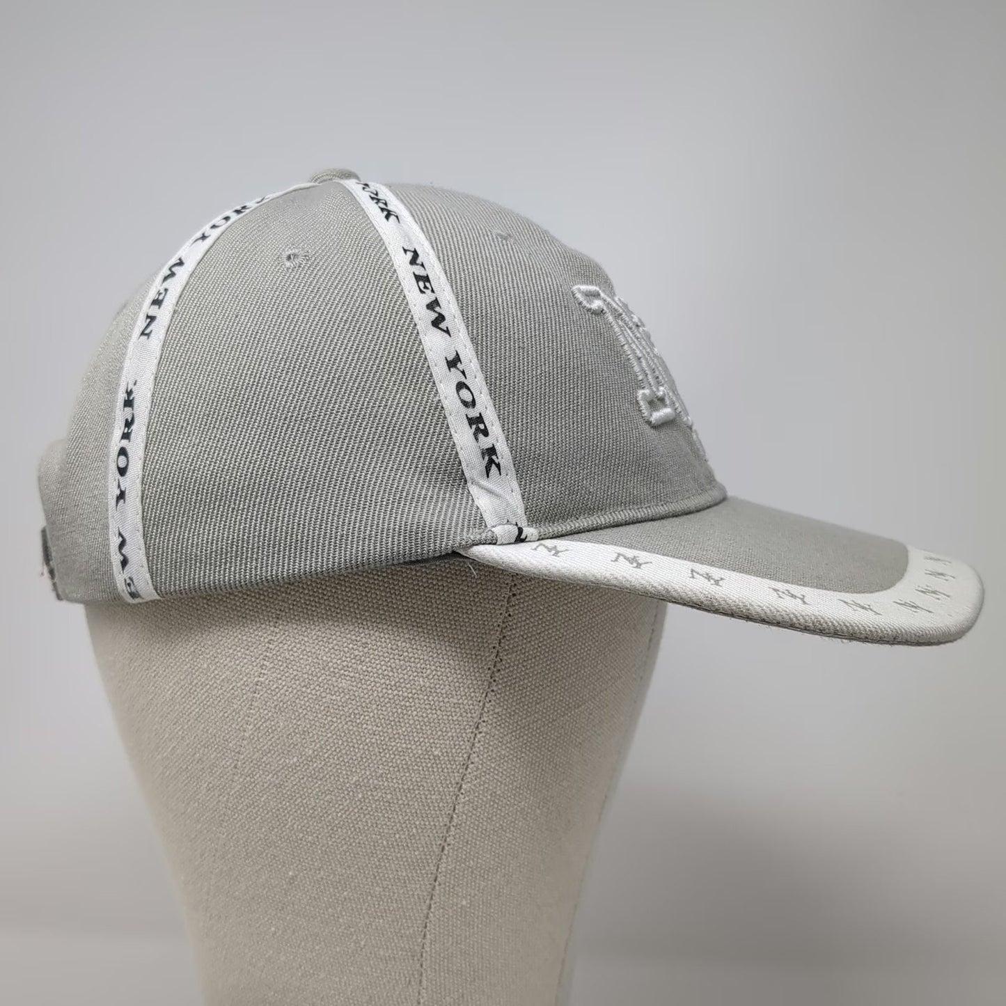 Gray Baseball Cap One Size NY New York Logo Taping Strapback Hat Embroidered