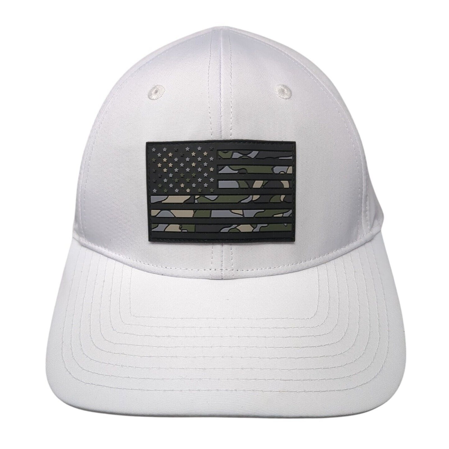 Camo American Flag Snapback Hat White One Size Adjustable 6 Panel