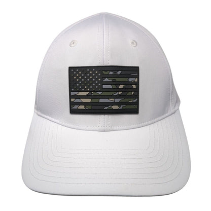 Camo American Flag Snapback Hat White One Size Adjustable 6 Panel