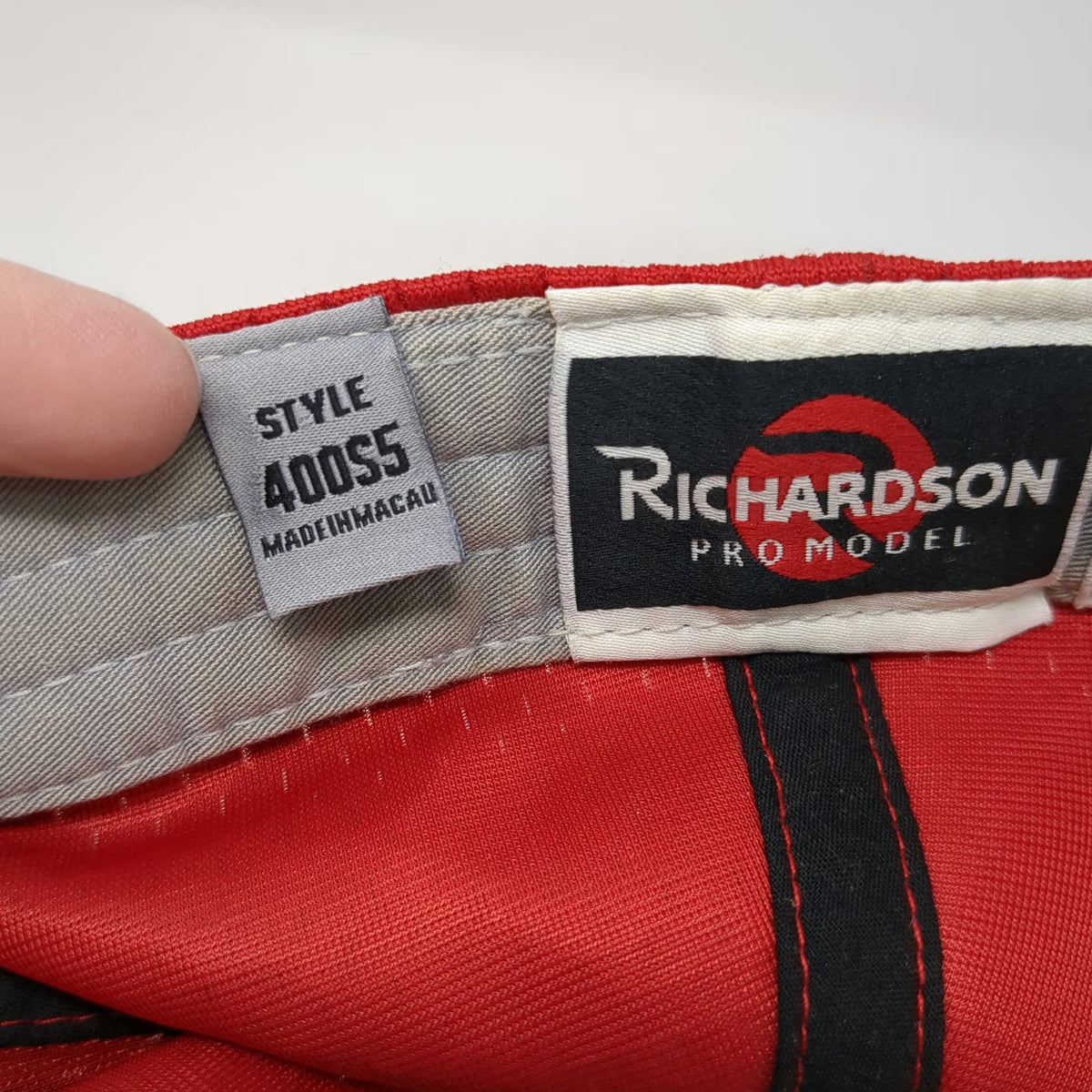 Richardson Baseball Cap Red 7 1/4 Pro Model Mesh Fitted White Black R Logo Hat
