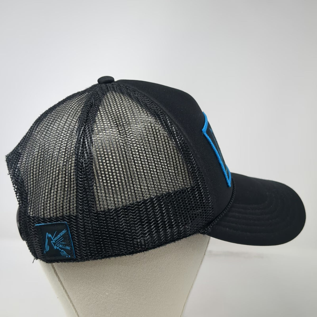 Otto Trucker Hat Black One Size Lake Tahoe Mountains Calling Mesh Back Snapback
