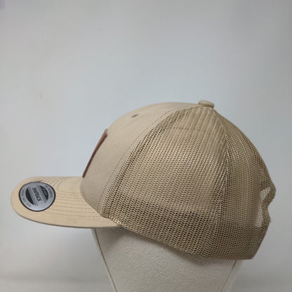 ABC Supply Co. Inc Snapback Mesh Back Trucker Hat Tan One Size Leather Patch