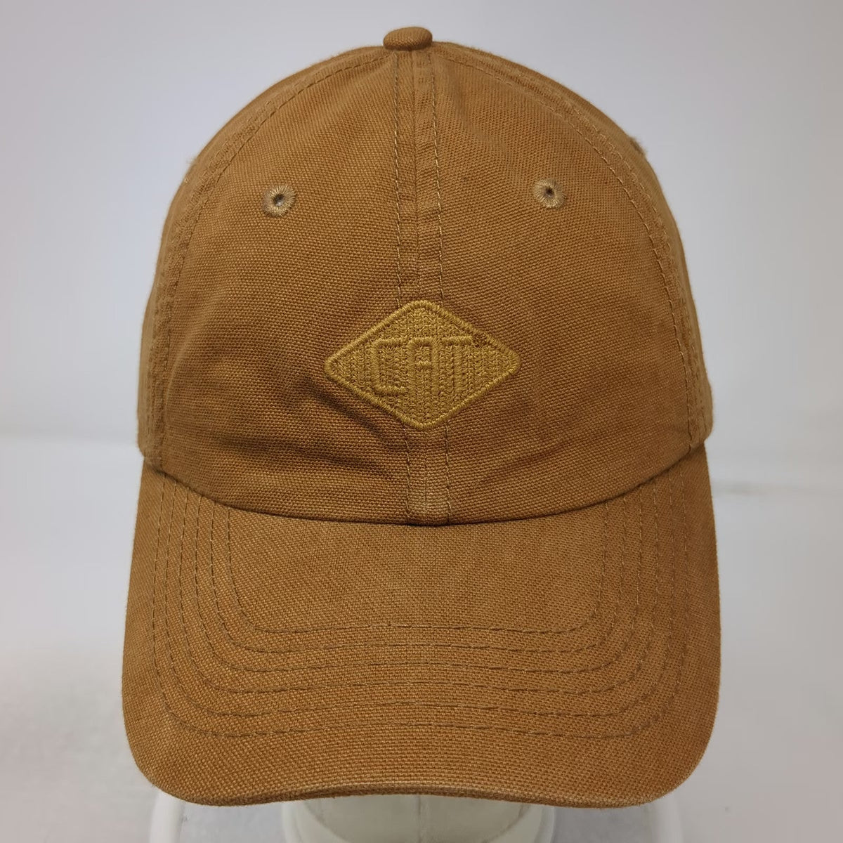 CAT Baseball Cap Brown One Size Tonal Logo Strapback Cotton Workwear Hat Heavy