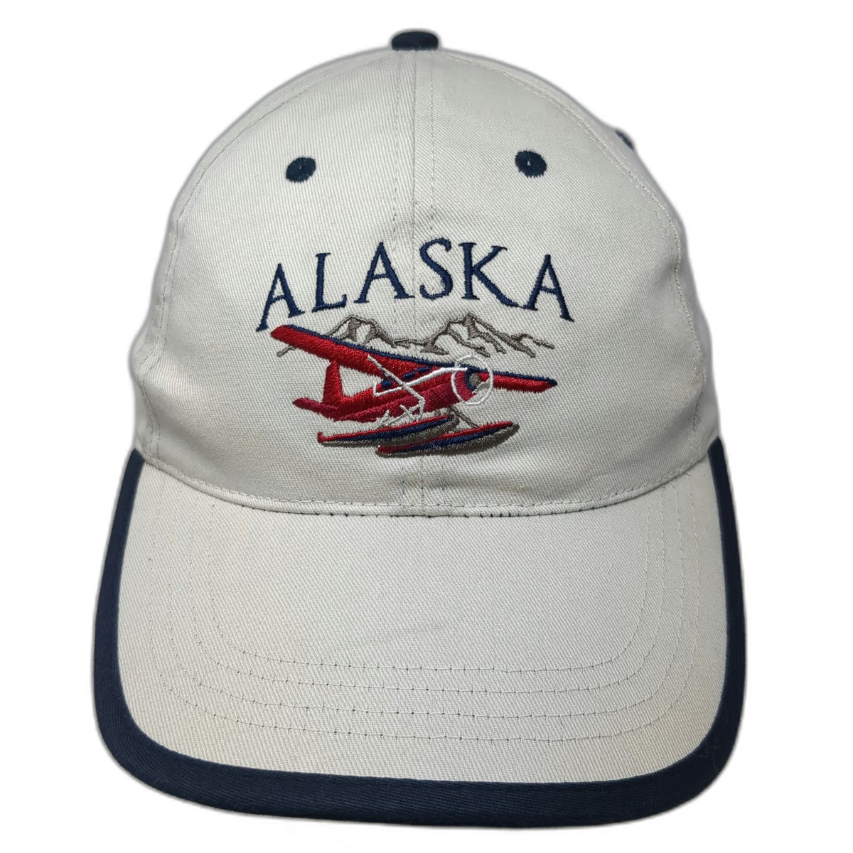 Tongass Alaska Seaplane Mountain Hat Beige Blue One Size Snapback Baseball Cap