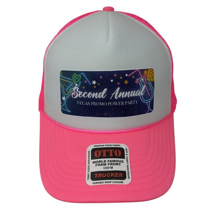 Second Annual Vegas Promo Power Party Trucker Hat Pink One Size Mesh Back Otto