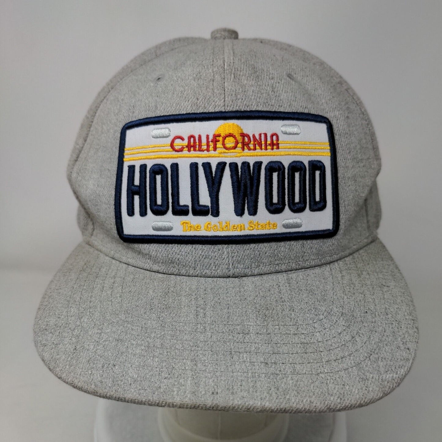 California Hollywood The Golden State License Plate Snapback Hat Gray One Size