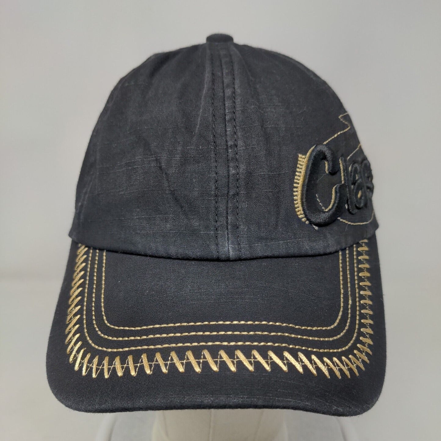 Classic Slideback Hat Black One Size Adjustable Embroidered 6 Panel Cotton