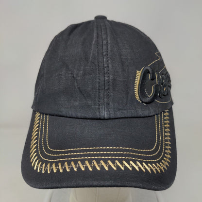 Classic Slideback Hat Black One Size Adjustable Embroidered 6 Panel Cotton