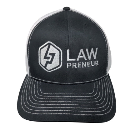 Law Preneur Snapback Trucker Hat Black One Size Adjustable Mesh Back Richardson