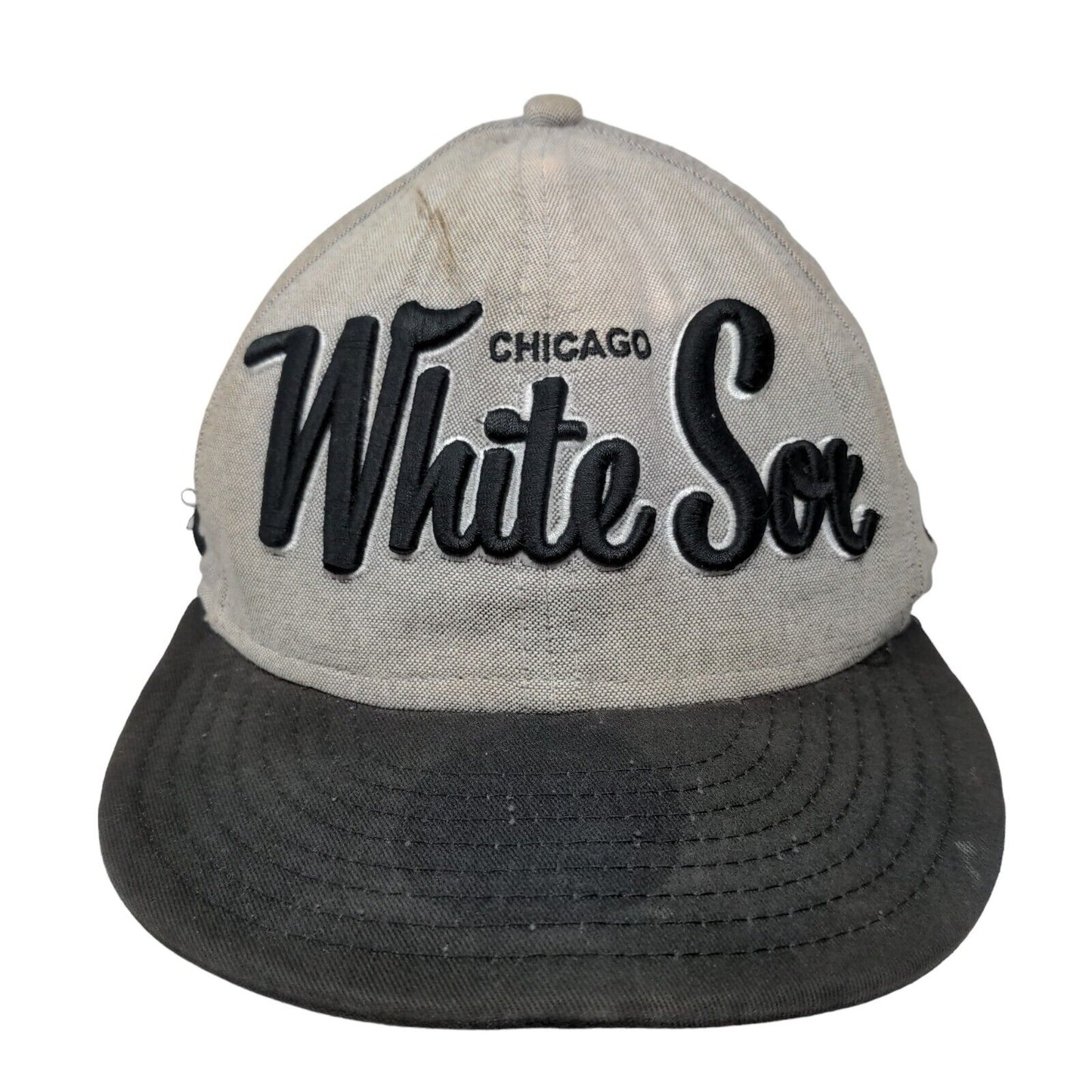 New Era MLB Chicago White Sox Snapback Hat Gray M-L Faded Distressed 9Fifty