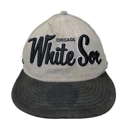 New Era MLB Chicago White Sox Snapback Hat Gray M-L Faded Distressed 9Fifty