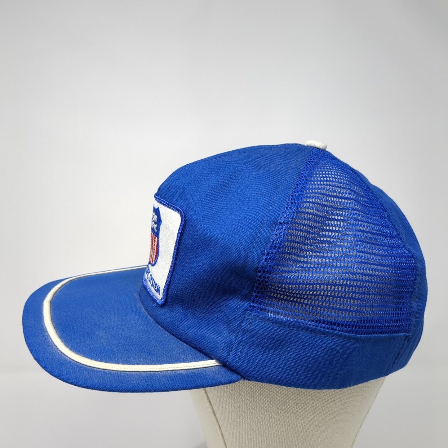 Union Pacific System Snapback Trucker Hat Blue One Size Adjustable Mesh Back